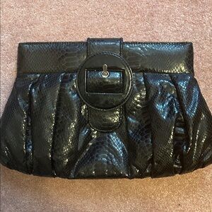 White House Black Market Black Textured Clutch